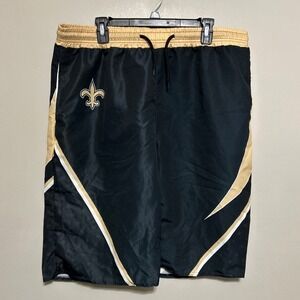 NFL Swim Trunks 38 New Orleans Saints Black Gold Fleur De Lis Lined Vacation